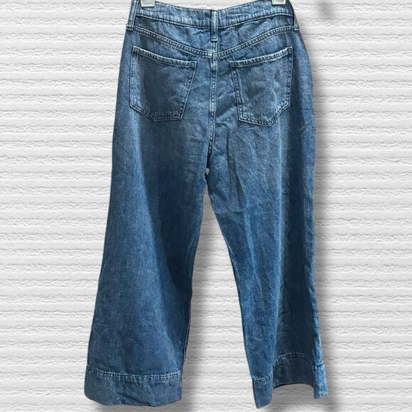 GAP High Rise Wide Leg Jeans 6/28 Short Medium Wash 100% Cotton 90s Pleated - Picture 3 of 9